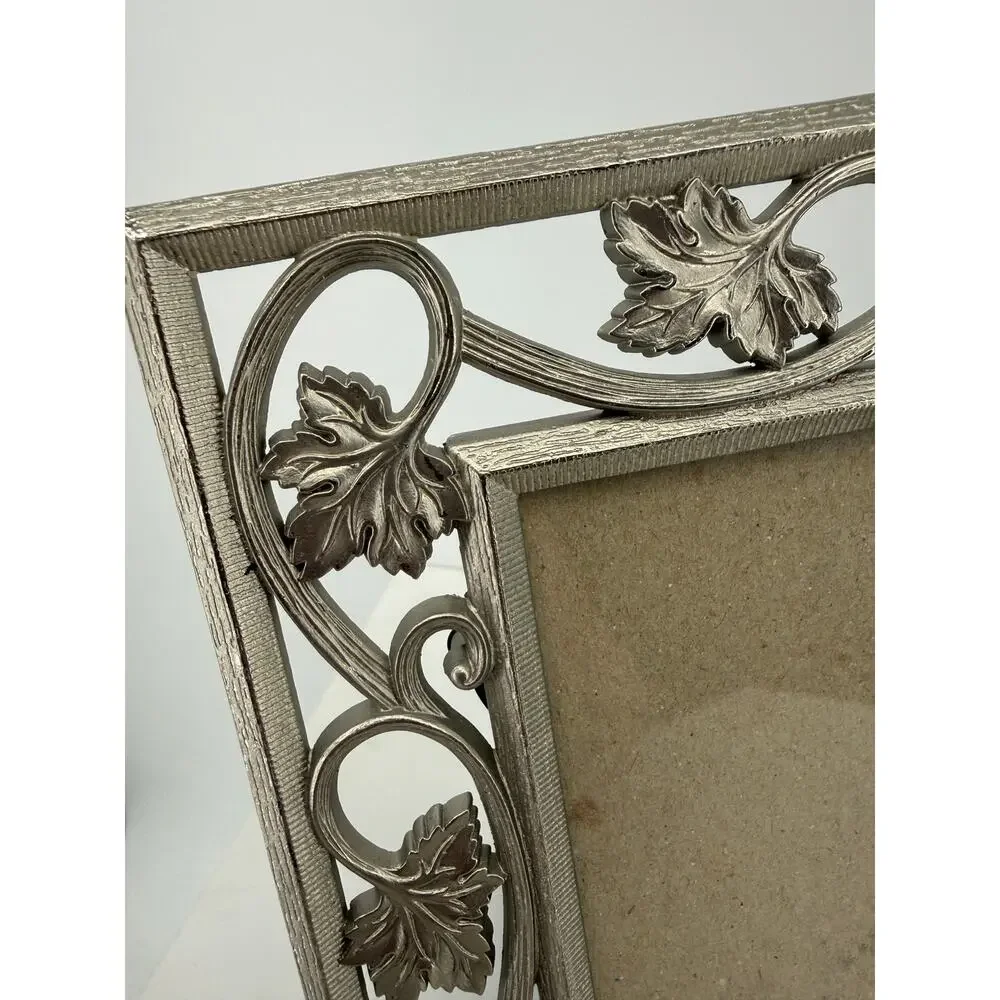 Silver Picture Frame Set 5x7 4x6 Ornate Scroll Basketweave Easel Back Tabletop